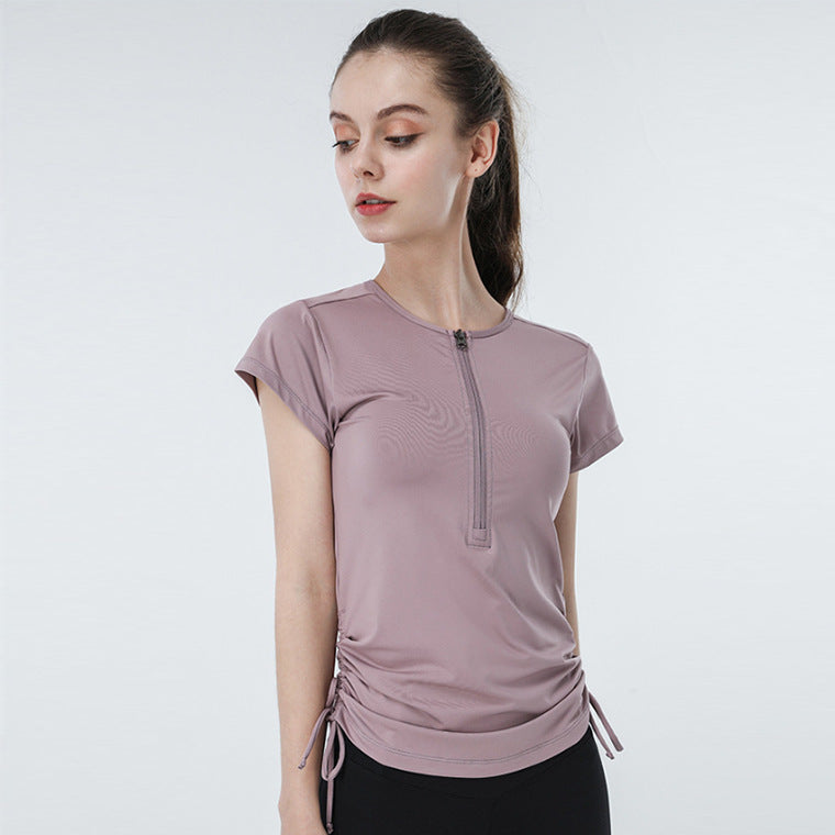 Lulu Women's Short Sleeve Yoga Top with Half-Zip