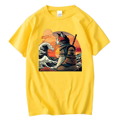 XIN YI Men's Premium 100% Cotton Anime Cat T-Shirt