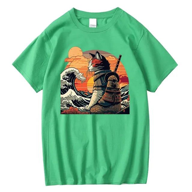 XIN YI Men's Premium 100% Cotton Anime Cat T-Shirt