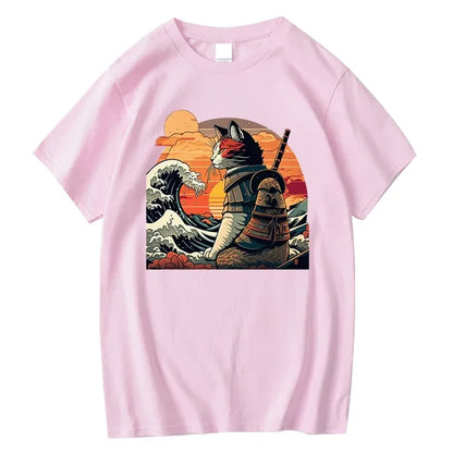 XIN YI Men's Premium 100% Cotton Anime Cat T-Shirt