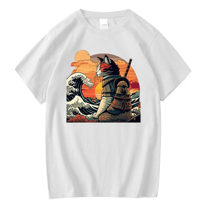 XIN YI Men's Premium 100% Cotton Anime Cat T-Shirt