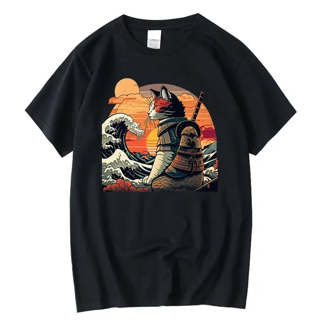 XIN YI Men's Premium 100% Cotton Anime Cat T-Shirt