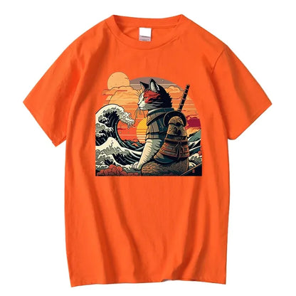 XIN YI Men's Premium 100% Cotton Anime Cat T-Shirt