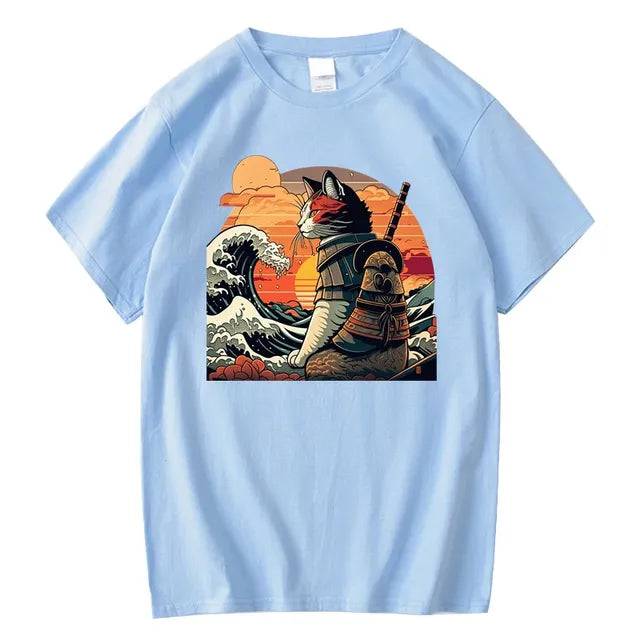 XIN YI Men's Premium 100% Cotton Anime Cat T-Shirt