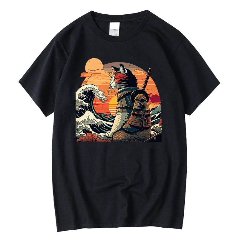 XIN YI Men's Premium 100% Cotton Anime Cat T-Shirt