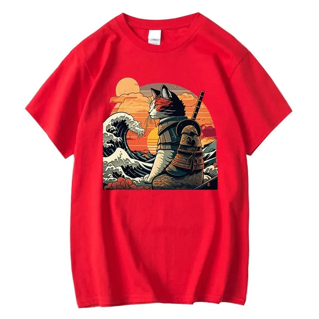 XIN YI Men's Premium 100% Cotton Anime Cat T-Shirt