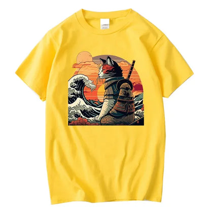 XIN YI Men's Premium 100% Cotton Anime Cat T-Shirt