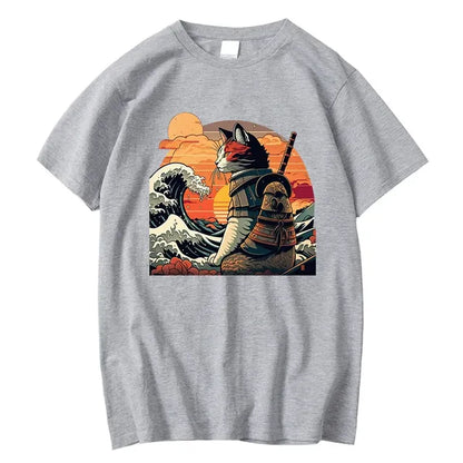 XIN YI Men's Premium 100% Cotton Anime Cat T-Shirt